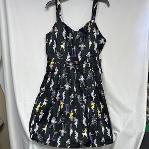 Modcloth monster Mash cotton adjustable straps scary colorful monster dress 16